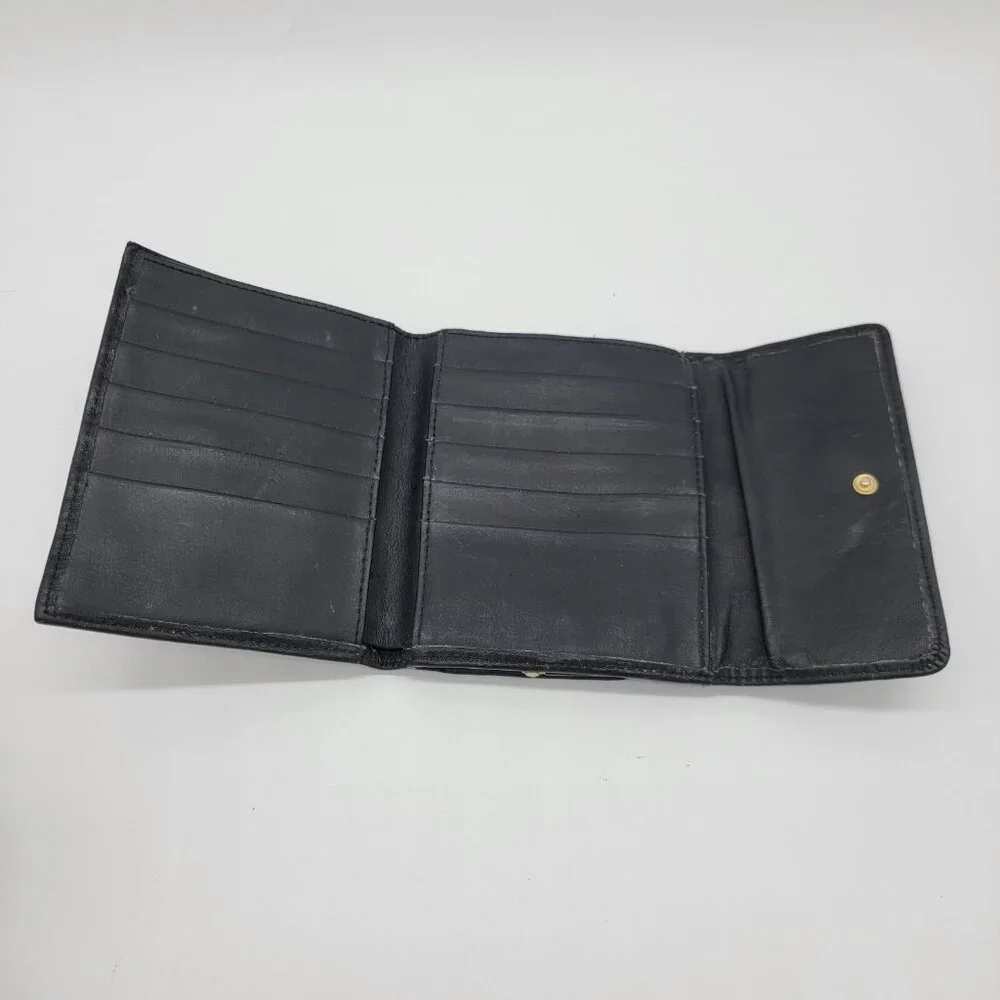 Vintage Rolfs‎ Wallet Women's Black Leather Trifold Coin Purse Read Desc